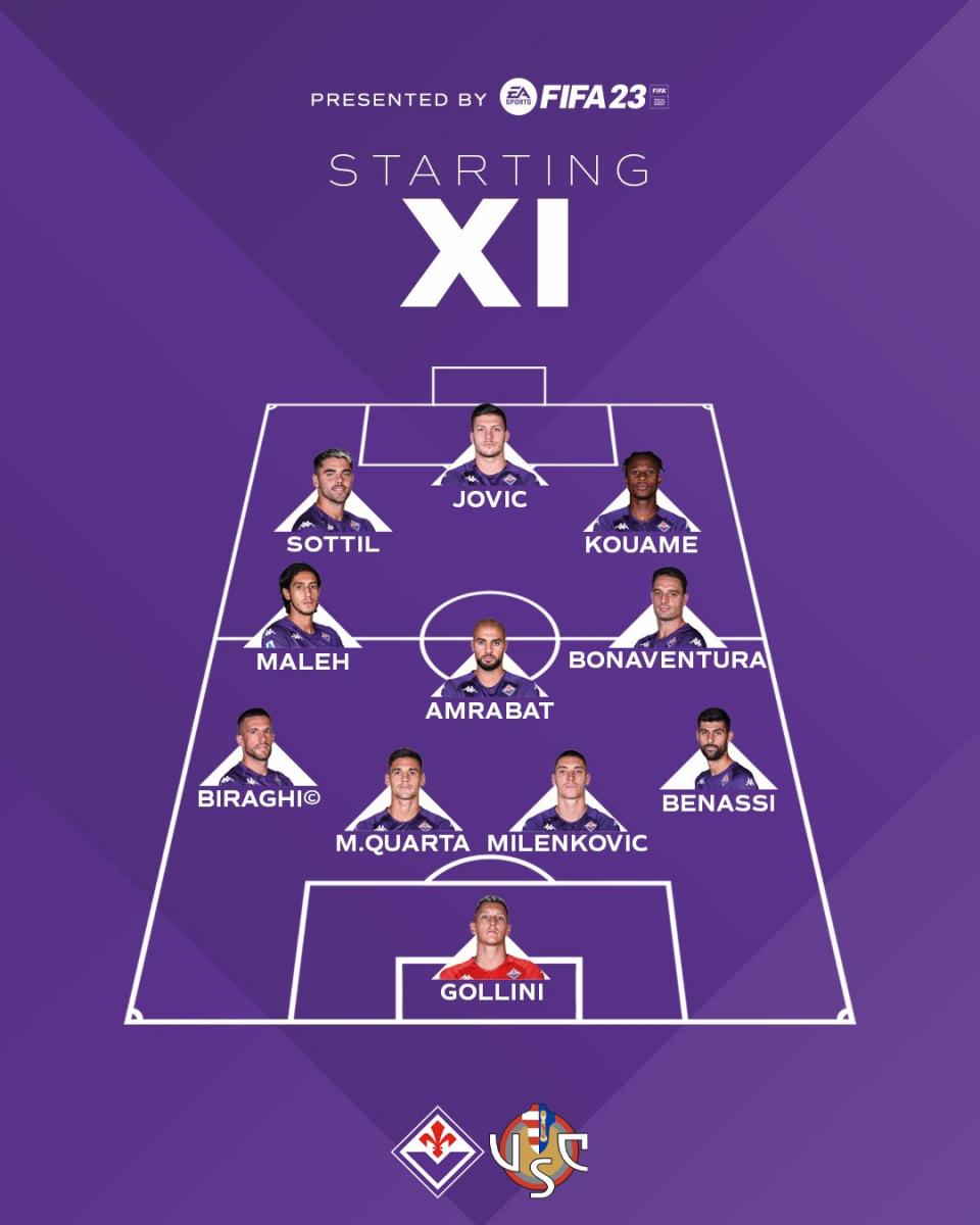 XI inicial Fiorentina/Imagen: acffiorentina