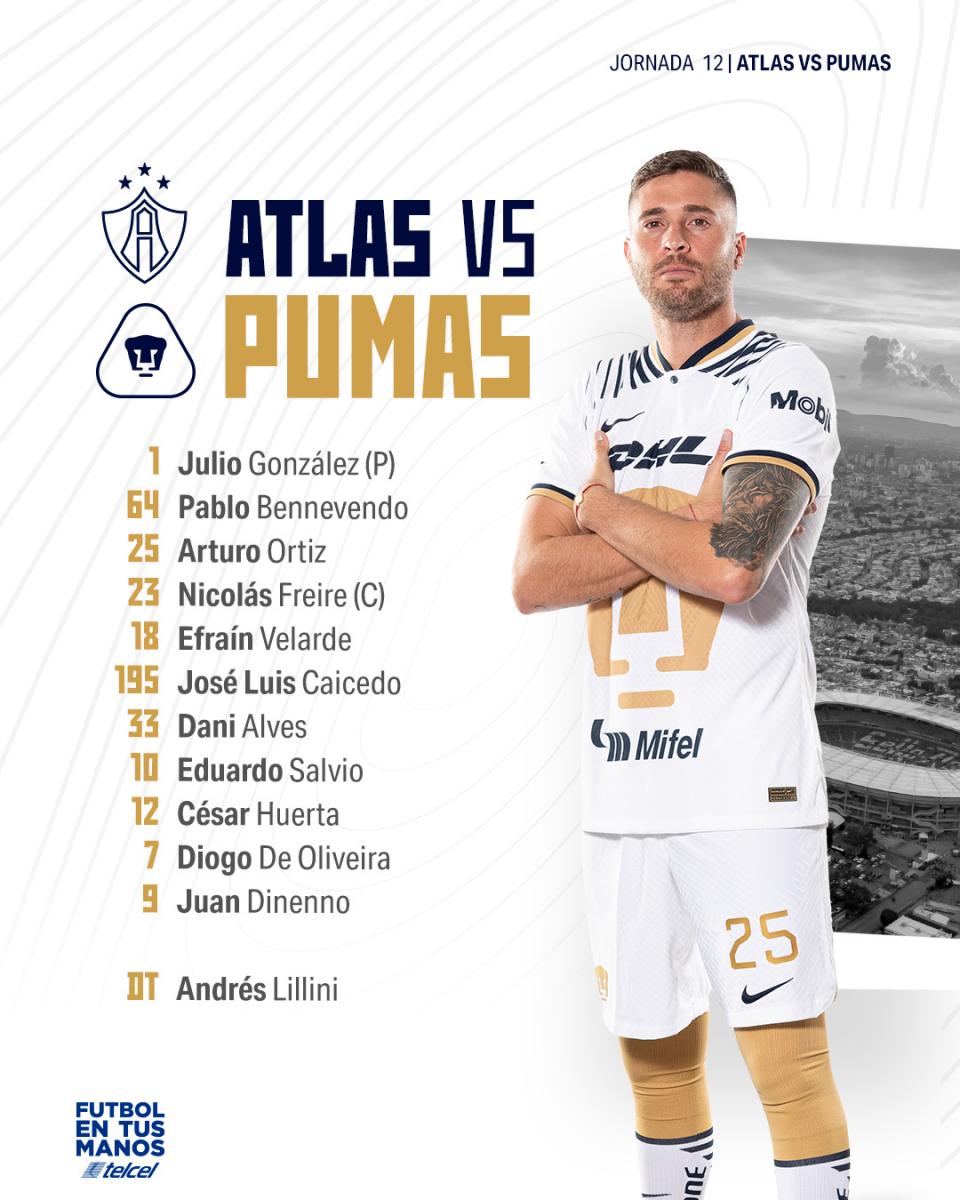 Pumas starting XI/Image: PumasMX