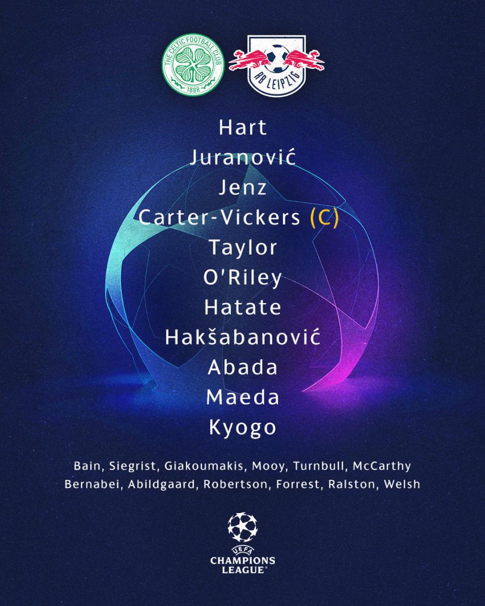 Celtic starting XI/Image: CelticFC