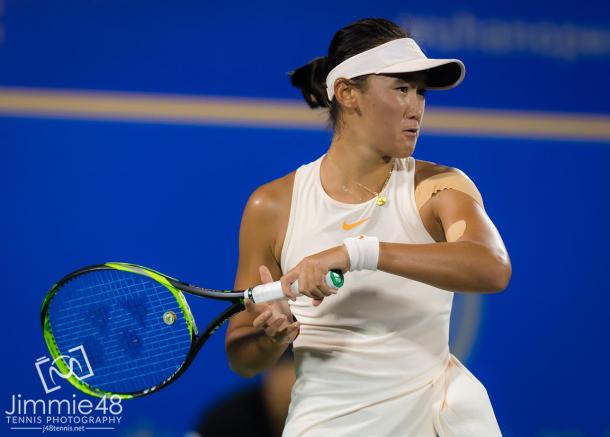 Wang Xiyu impressively fought back to take the second set 6-3 | Photo: Jimmie48 Tennis Photography