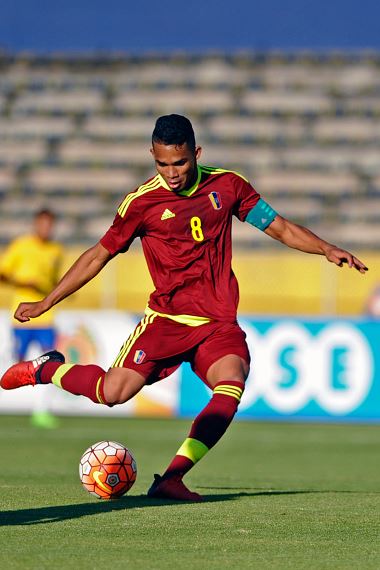 Yangel Herrera during a South American Championship U20 match against Brazil | Source: Juan Ruiz - AFP/Getty Images