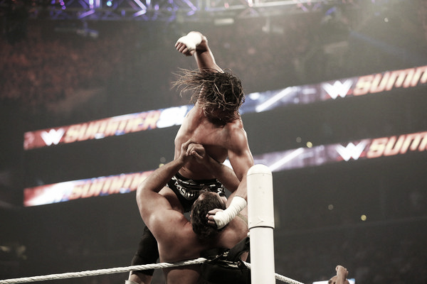 Dolph Ziggler hammers Rusev at Summerslam 2015 (Photo: YP Kim/Getty Images North America)