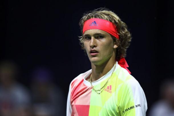 Alexander Zverev looks on during his first round win. Photo: AFP