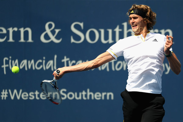 Zverev strains for a forehand. Photo: Rob Carr/Getty Images