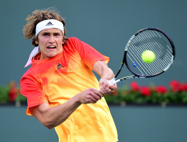 Alexander Zverev hits a backhand during his fourth round match. Photo: Harry How/Getty Images