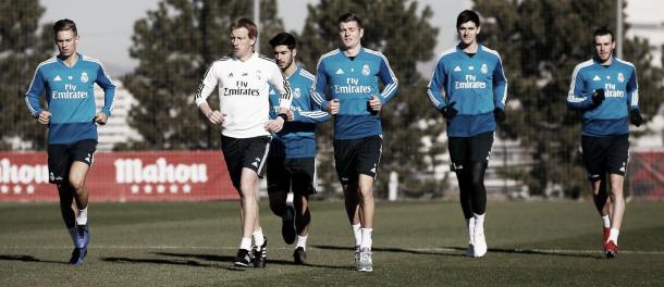 Los "lesionados", en el entrenamiento de hoy | Foto: Real Madrid CF