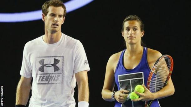 Andy Murray and Amelie Mauresmo at this year's Australian Open/Getty Images