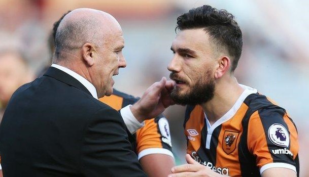 Mike Phelan congratulates Robert Snodgrass Photo source: Getty