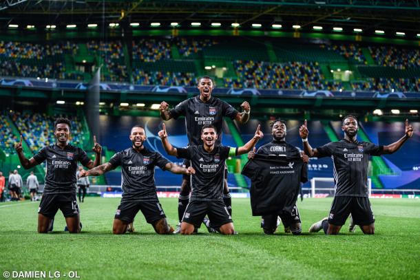 Los jugadores del Lyon celebrando el pase frente al City / FOTO: OL