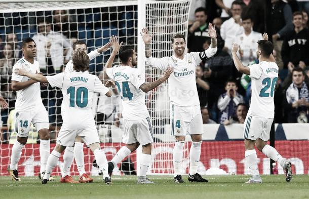 Sergio Ramos celebra un gol ante el Eibar en el Santiago Bernabéu | Foto: VAVEL