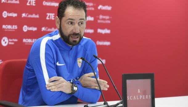 Machín en rueda de prensa | Foto: Sevilla FC
