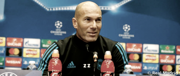 Zidane, en rueda de prensa. Imagen: realmadrid.com