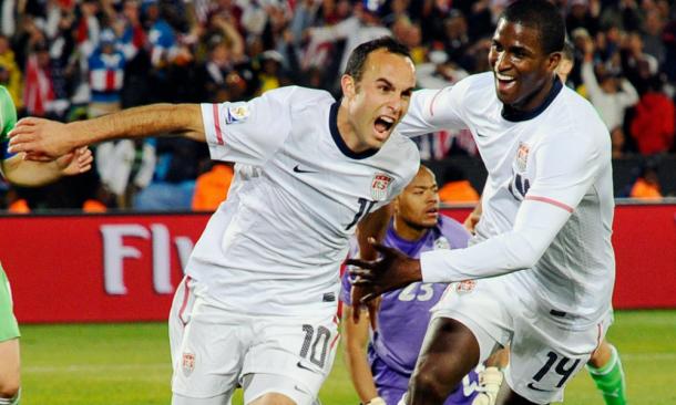 Landon Donovan celebrating his goal against Algeria in the 2010 FIFA World Cup. Photo: SI