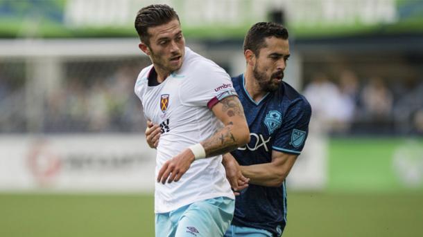 Above: Lewis Page in action during West Ham's 3-0 to Seattle Sounders | Photo: whufc.com 