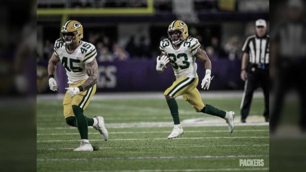 Aaron Jones tendrá que tener un gran partido si los Packers quieren triunfar (foto Packers.com)