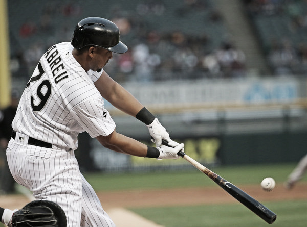 Jose Abreu hits a triple in the first inning. (Source: Jonathan Daniel/Getty Images North America)