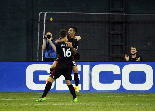 Luciano Acost celebrates goal with teammates in win over Portland Timbers. | Photo: USA Today Sports