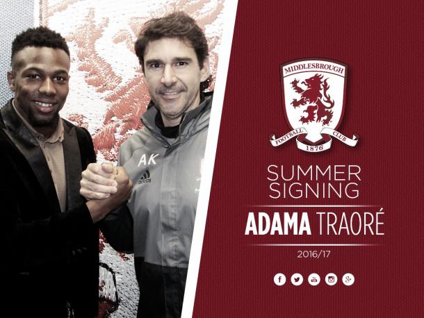 Adama Traore arrived on Teesside on transfer deadline day from Aston Villa | Photo: MFC.co.uk