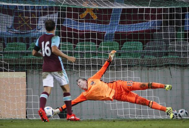 Above: Adrian making a save in West Ham's 2-1 defeat to NK Domazle | Photo; whufc.com 