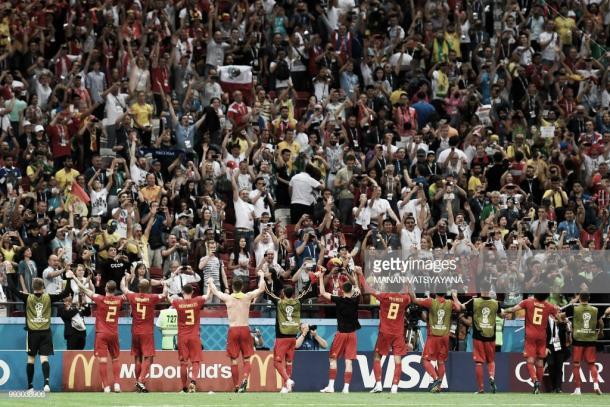 La selección belga celebra con su afición el pase a semis / Fuente: Getty Images