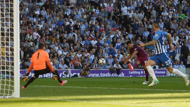 Aguero sblocca il match contro il Brighton | www.premierleague.com