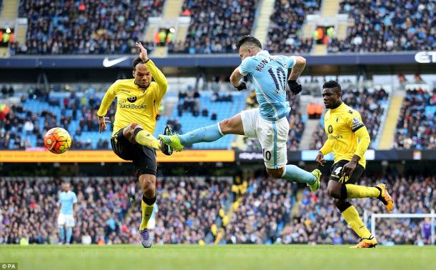 Aguero was on hand to put Villa to the sword last week (photo: PA)