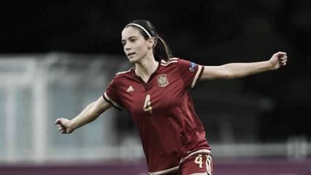 Spain's Aitana Bonmati celebrates scoring a penalty against Austria. Photo: Sportsfile