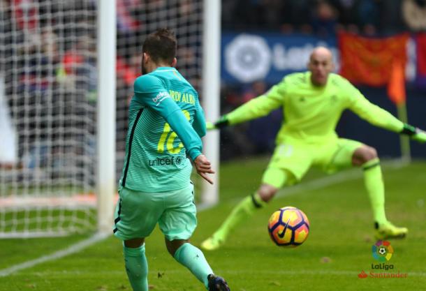 Jordi Alba repartió dos asistencias de gol en el partido. | Foto: LaLiga
