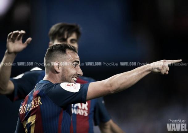 Alcácer celebrando un tanto con el FC Barcelona | Foto: PhotoSilver, VAVEL