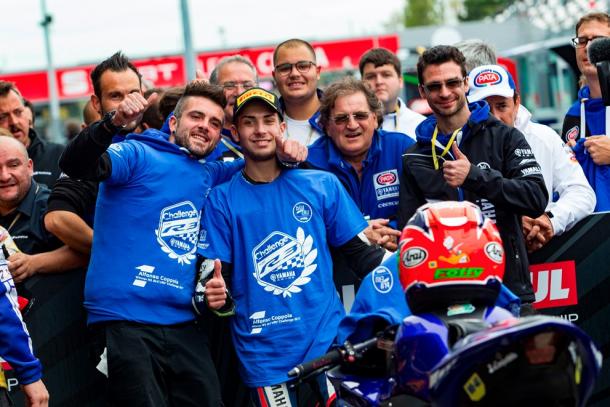 Alfonso Coppola en Magny-Cours al ganar el reto blU crU | Foto: Yamaha Racing