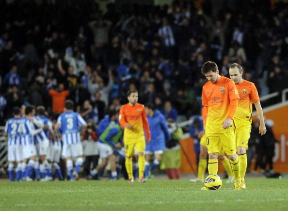 Reação de Messi e Iniesta após gol da virada nos acréscimos resume tudo (Foto: Ander Gillenea/AFP/Getty Images)