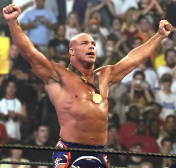 Kurt Angle with his Olympic gold medal (image:wikipedia)