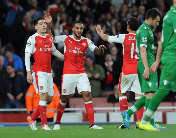 Los jugadores del Arsenal celebran uno de los goles ante el Ludogorets | Fotografía: Arsenal
