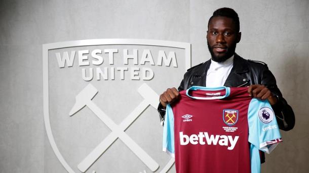 Above: Arthur Masuaku been unveiled as a West Ham United player | Photo: whufc.com