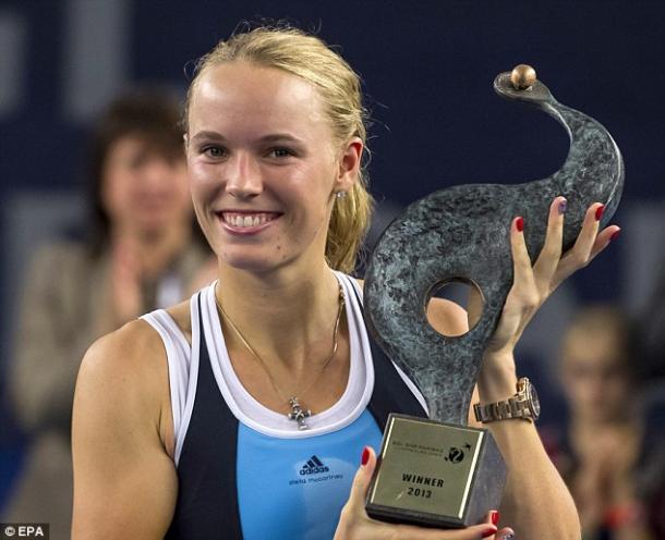 Caroline Wozniacki celebrates her 2013 BGL BNP Paribas Luxembourg Open title/Getty Images