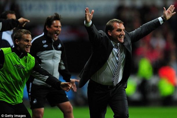 Rodgers guided Swansea to the Premier League via play-off victory. | Photo: Getty