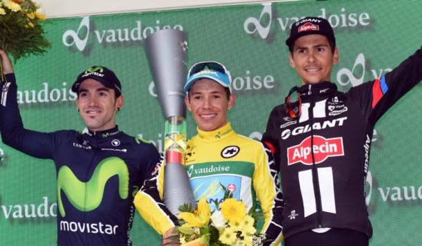Miguel Angel Lopez (centro) y Warren Barguil (derecha), a despuntar en la Vuelta | Foto: Tour de Suiza