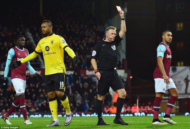 Ayew gets his marching orders against the Hammers (photo: getty)