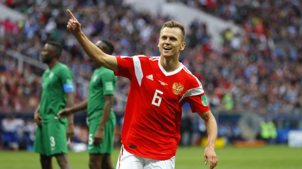 Cheryshev celebra el 2-0. Fuente: Fifa.com