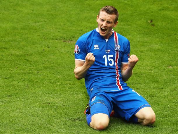 Jón Dadi Bödvarsson after scoring at Euro 2016 | Photo: Kicker/Getty