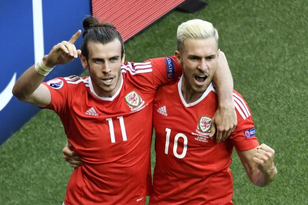 Esultano Gareth Bale ed Aaron Ramsey - Foto Uefa.com