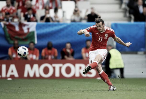 Bale's first international goal also came from a direct free kick against Slovakia. Source:FourFourTwo