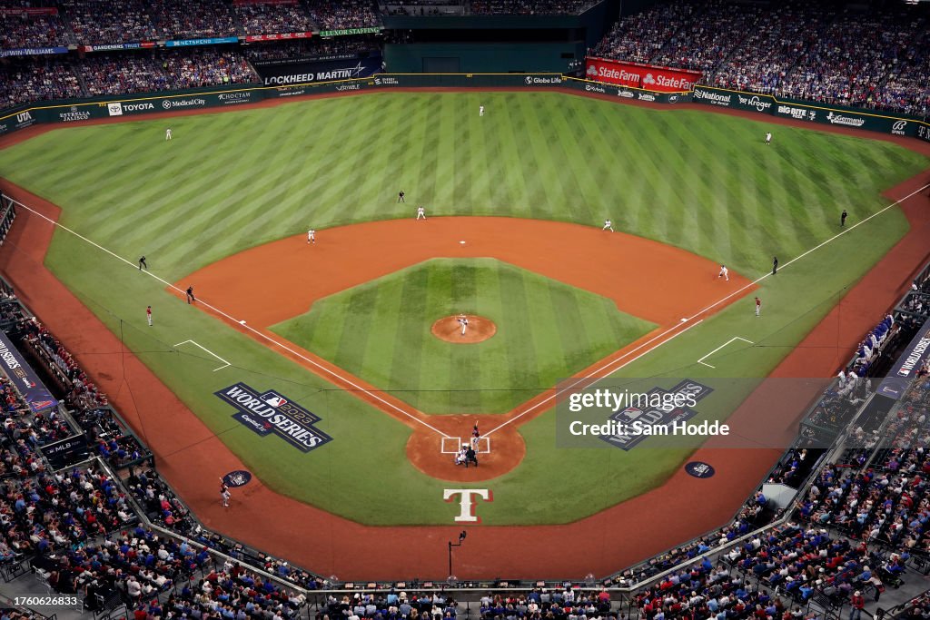  A general view during Game One of the World Series between the Arizona Diamondbacks and the Texas Rangers at Globe Life Field on October 27, 2023 in Arlington, Texas. (Photo by Sam Hodde/Getty Images)