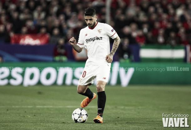 Ever Banega en un partido de Champions. Foto: Fran Santiago, VAVEL.com