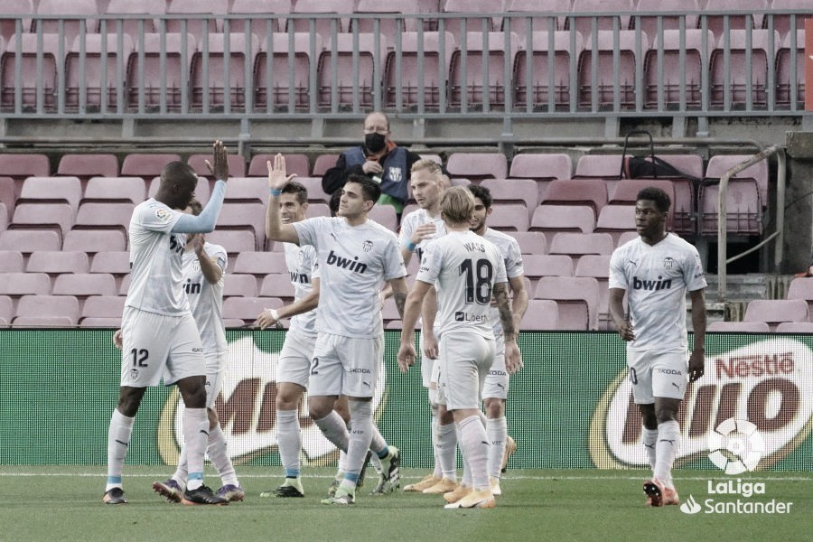 El Valencia llega tras empatar en el Camp Nou:/ Foto: LaLiga Santander