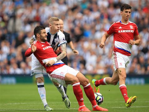 Barragan (L) and Ayala (R) combine to stop a dangerous James McClean run | Photo: Middlesbrough FC