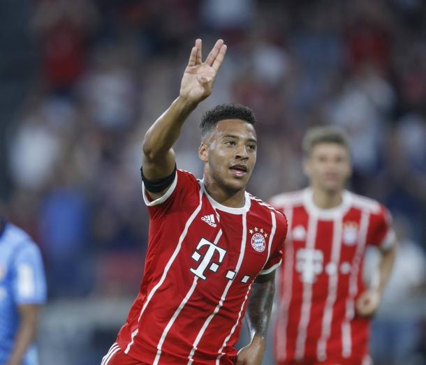 Tolisso celebrando su gol en el último encuentro entre ambos equipos en campo del Bayern | Foto: @FCBayernEN