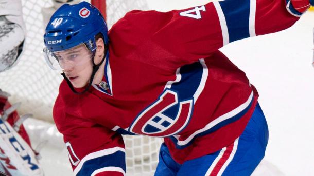 Michael Bournival plays in a game at home with the Montreal Canadiens. (Paul Chiasson/CP)