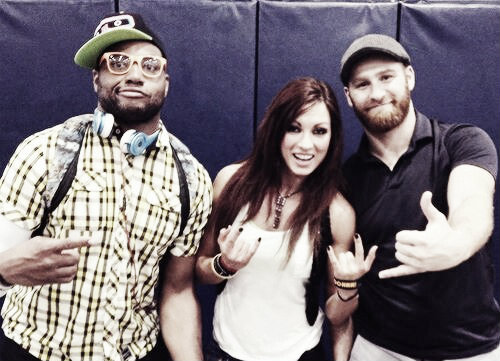 Becky Lynch pictured with Sami Zayn and Angelo Dawkins (image: pinterest.com)