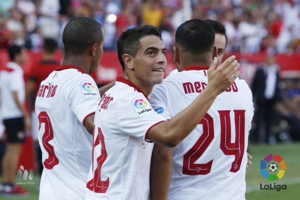 Ben Yedder celebra su tanto ante el Alavés | Foto: La Liga